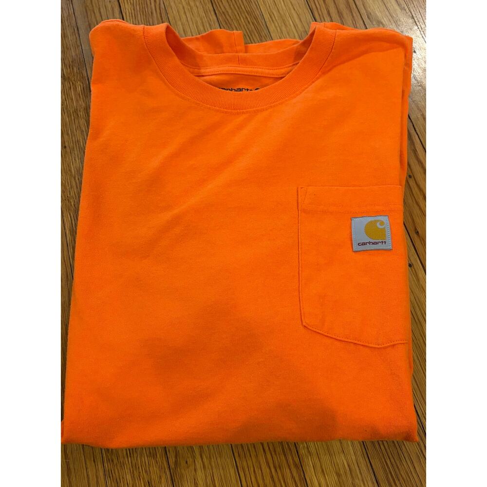 Carhartt Men’s Large Orange Long Sleeve Pocket T-Shirt Workwear